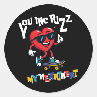 Sticker Rond You Inc Rizz my Heartbeat - Cute skateboard heart