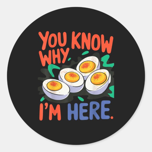 Sticker Rond You Know Why I'm Here Deviled Egg Thanksgiving Din (Devant)