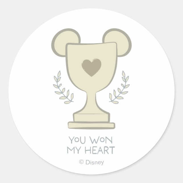 Sticker Rond You Won My Heart Mickey Mouse Trophy Graphic (Devant)