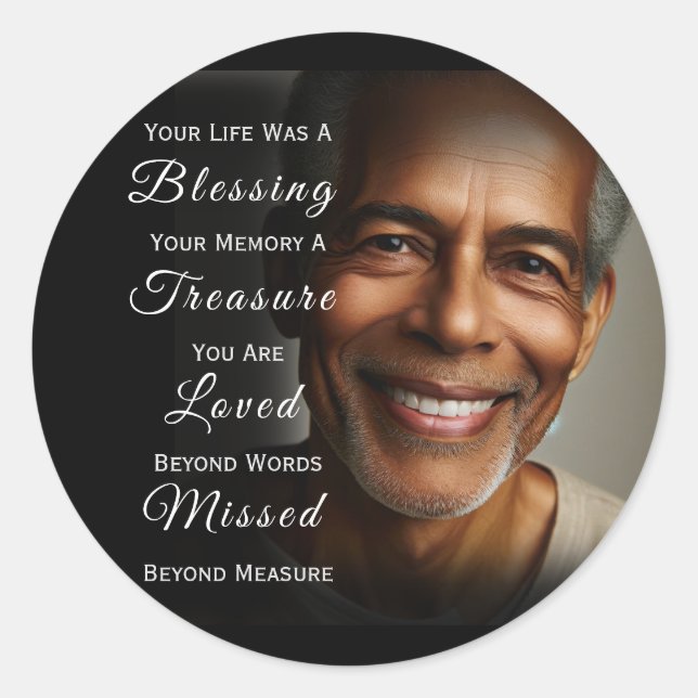 Sticker Rond Your Life was a Blessing Photo Memorial (Devant)