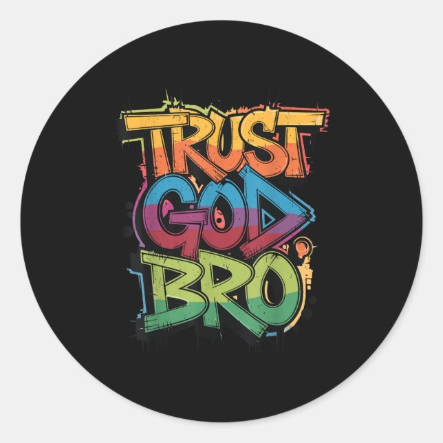 Sticker Rond Youth Trust God Bro Funny Christian Boy Son Brothe (Devant)