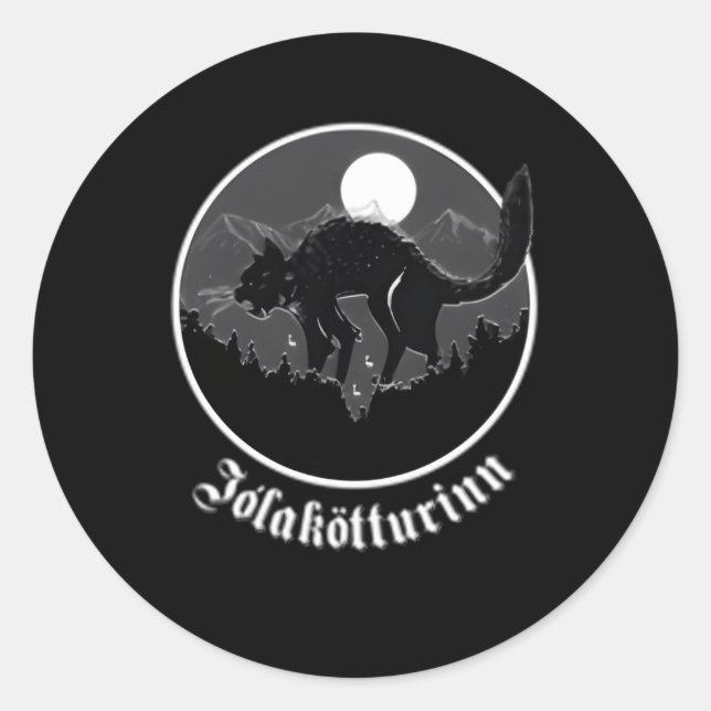 Sticker Rond Yule Cat Jolakotturinn Folklore islandais (Devant)
