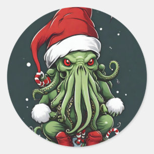 Sticker Rond Yuletide de Cthulhu : Noël terrifiant