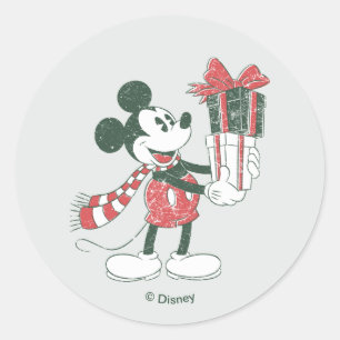 Sticker Rond Yuletide Joy   Joyeux Noël Mickey