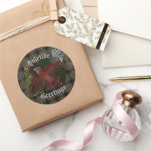 Sticker Rond Yuletide Salutations Purple Finch