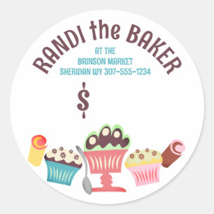 Sticker Rond Yummy sucré desserts boulanger pâtisserie autocoll