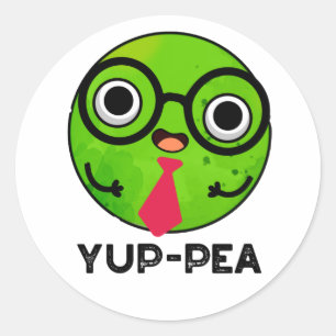 Sticker Rond Yup Pea Funny Yuppie Veggie Pea Pun