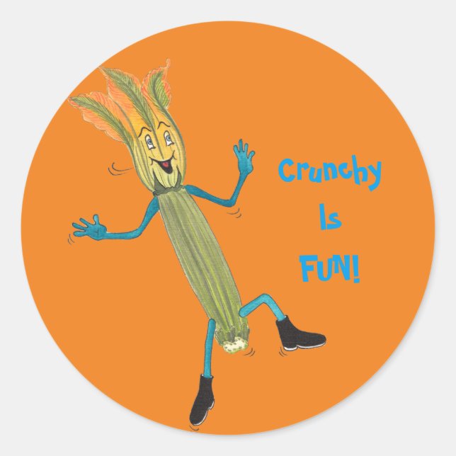 Sticker rond 'Zach Zucchini' brillant (Devant)