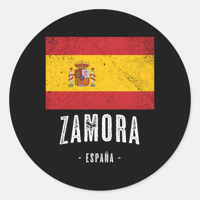 Sticker Rond Zamora Espagne Es Drapeau Ville Top Bandera Ropa (Devant)