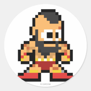 Sticker Rond Zangief à 8 bits