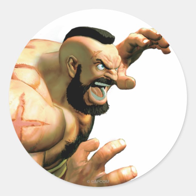 Sticker Rond Zangief prêt à saisir (Devant)