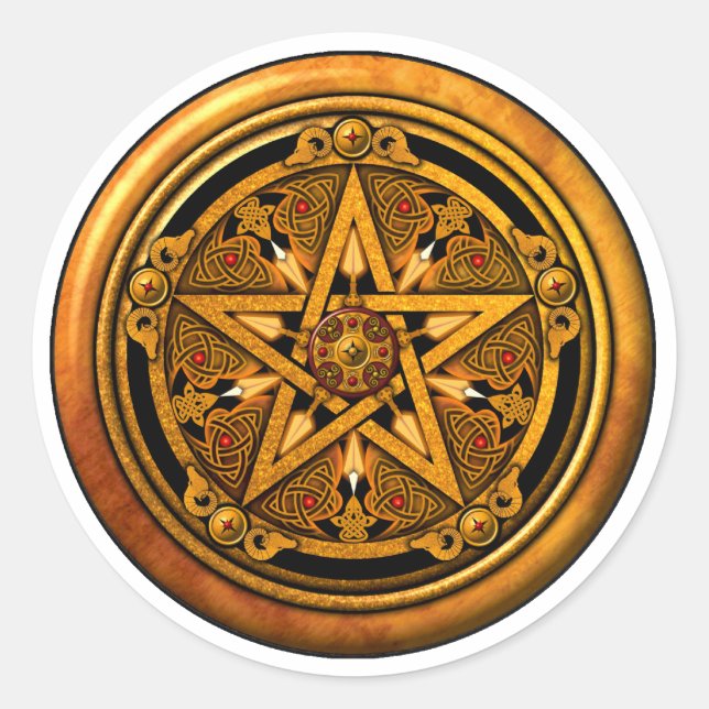 Sticker Rond Zazzle - Masculine Gold Pentacle-noback (Devant)