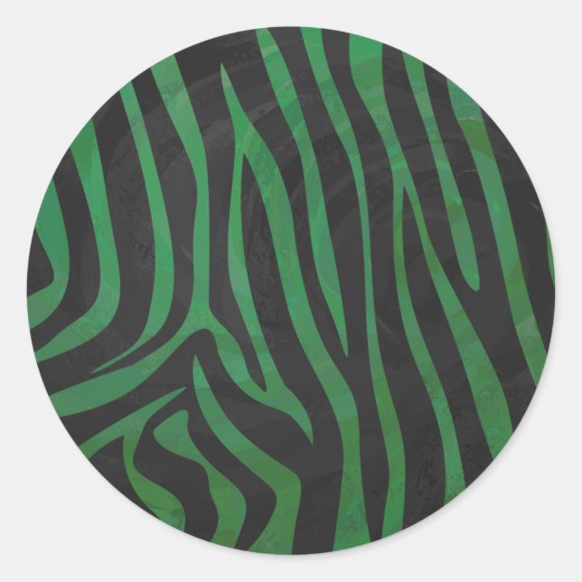Sticker Rond Zebra Black et Green Print (Devant)