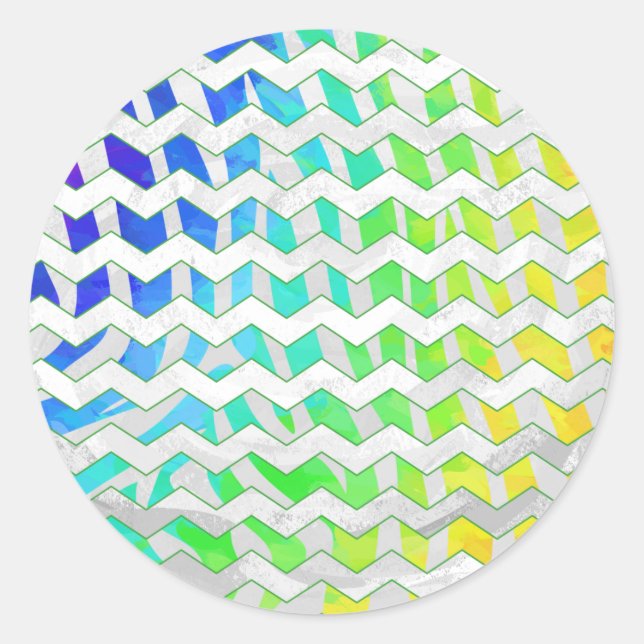 Sticker Rond Zebra Chevron Rainbow et White Print (Devant)