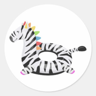 Sticker Rond Zebra Floatie Pool fête d'anniversaire