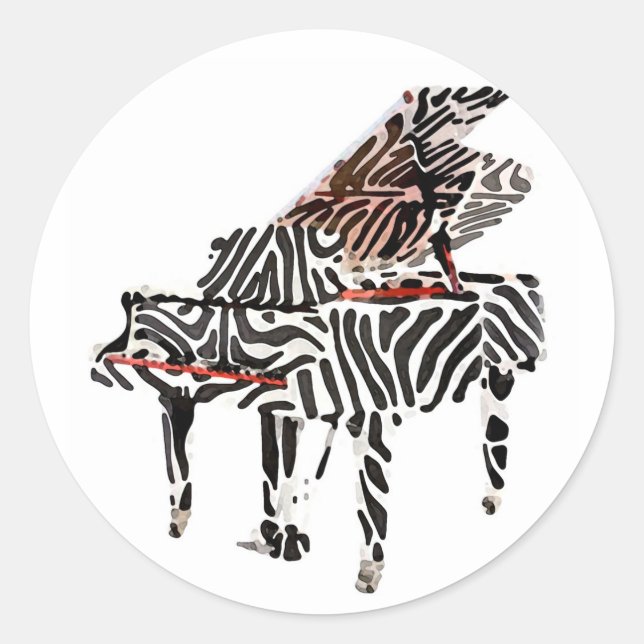 Sticker Rond Zebra Grand Piano ~ (Devant)