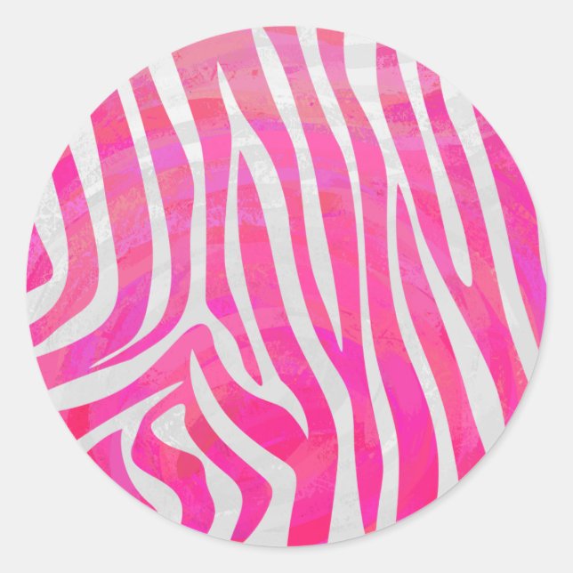 Sticker Rond Zebra Hot Pink et White Print (Devant)