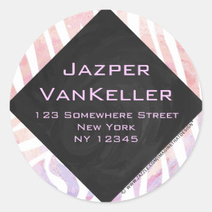 Sticker Rond Zebra Monogram rose et blanc