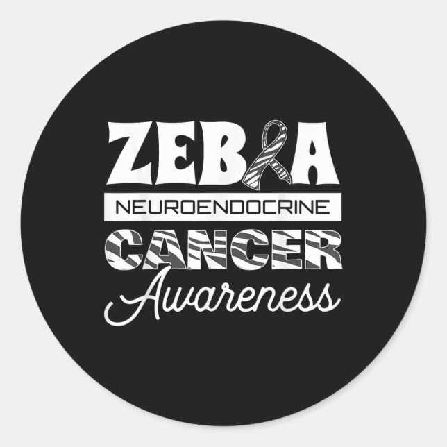 Sticker Rond Zebra Neuroendocrine Cancer Sensibilisation Ruban  (Devant)