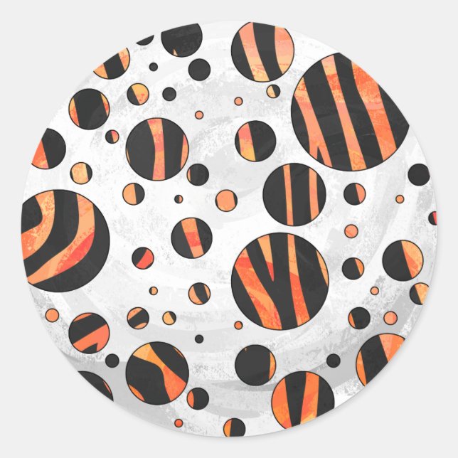 Sticker Rond Zebra Pois noirs et orange (Devant)