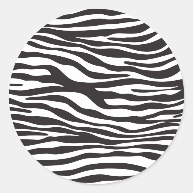 Sticker Rond Zebra Print, Zebra Stripes, Noir Et Blanc (Devant)