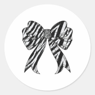 Sticker Rond Zebra Stripe Imprimer Coquette Bow Femmes Filles Z