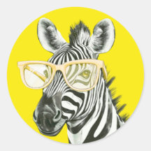 Zèbre drôle avec des lunettes jaunes | Mignon