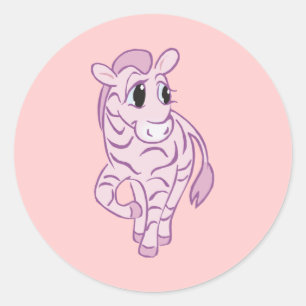 Sticker Rond Zèbre rose