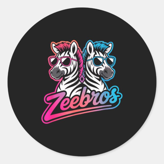 Sticker Rond Zeebros Cute Zebra Duo Design For Zebros Lovers  (Devant)
