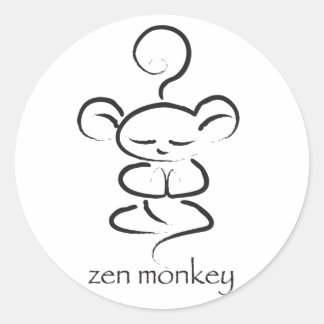 Sticker Rond Zen Monkey