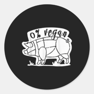 Sticker Rond Zéro Pour Cent Vegan Funky Barbecue Carnivore Mang