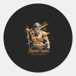 Sticker Rond Zeus Dieux Grecs Tonnerre Mythologie Gym Fitness M
