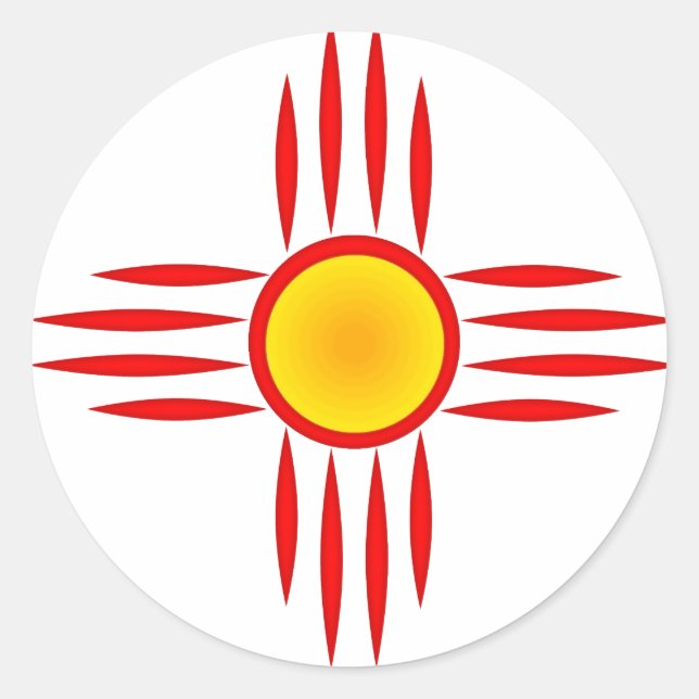 Sticker Rond Zia rouge avec centre jaune (Devant)