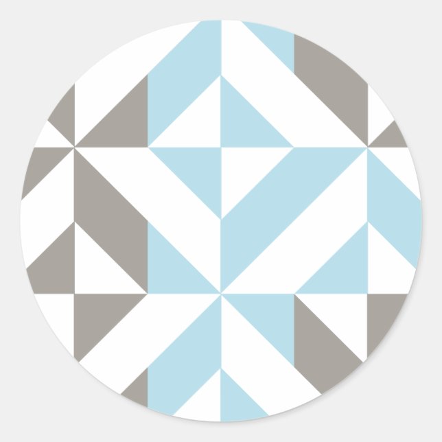 Sticker Rond ZigZag géométrique bleu et argent (Devant)