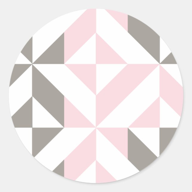 Sticker Rond ZigZag géométrique rose et argent (Devant)