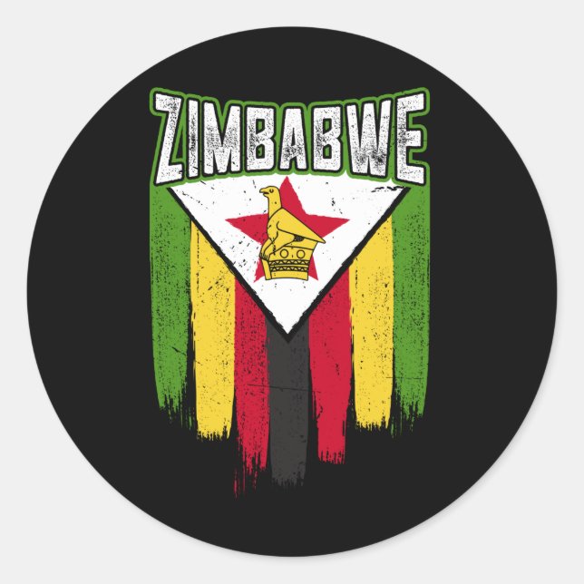 Sticker Rond Zimbabwe Drapeau Idée cadeau Zimbabwe (Devant)