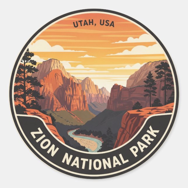 Sticker Rond Zion National Park Utah (Devant)