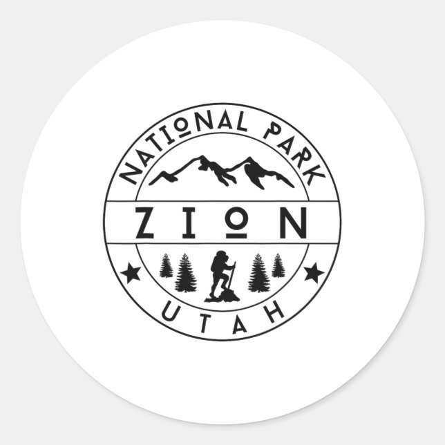 Sticker Rond Zion National Park Utah Hiker Nature Hiking Outdoo (Devant)