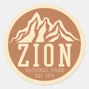 Sticker Rond Zion National Park Utah USA Outdoors Retro