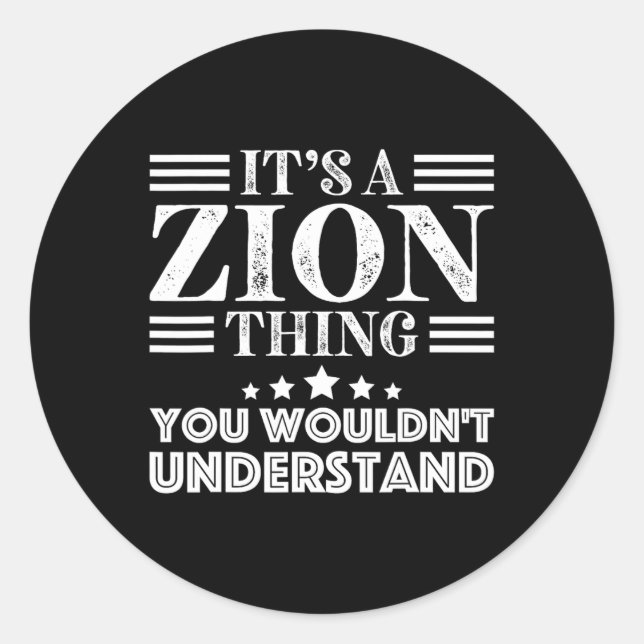 Sticker Rond Zion Prénom Personnel Anniversaire Fête des pères  (Devant)