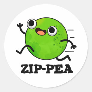 Sticker Rond Zip pea Funny Zippy Pea Pun