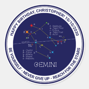 Sticker Rond Zodiac Constellation Gemini
