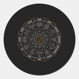 Sticker Rond Zodiac Wheel Horoscope Astrologie Science 12 Horos