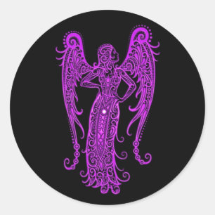 Sticker Rond Zodiaque de virus violet complexe sur le noir