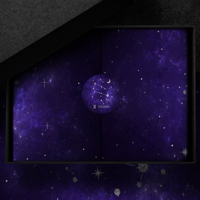 Sticker Rond Zodiaque Gémeaux Violet | Horoscope d'Astrologie C (Créateur téléchargé)