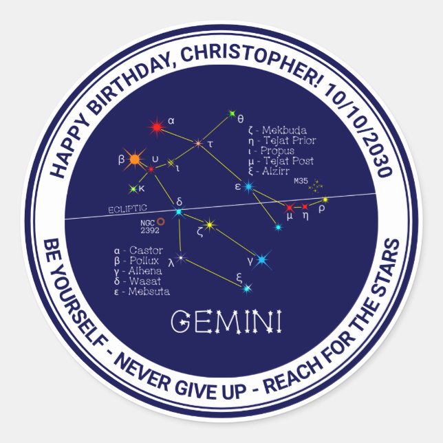 Sticker Rond Zodiaque Gemini (Devant)