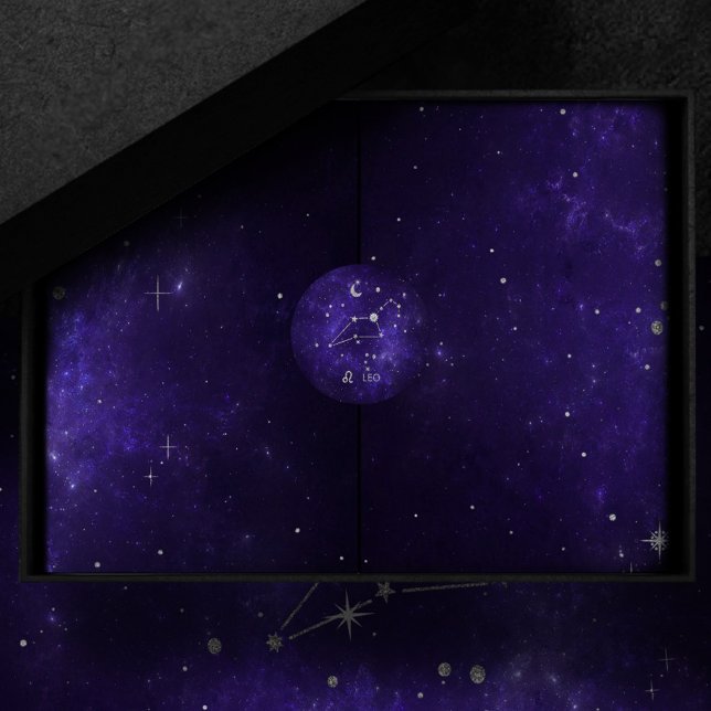 Sticker Rond Zodiaque Lion Violet | Horoscope d'Astrologie Cosm (Créateur téléchargé)
