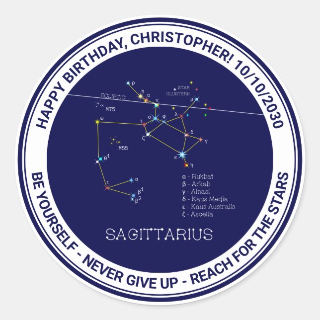 Sticker Rond Zodiaque Sagittarius (Devant)