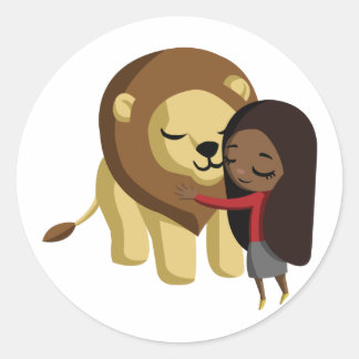 Sticker Rond Zoé et arachide le lion