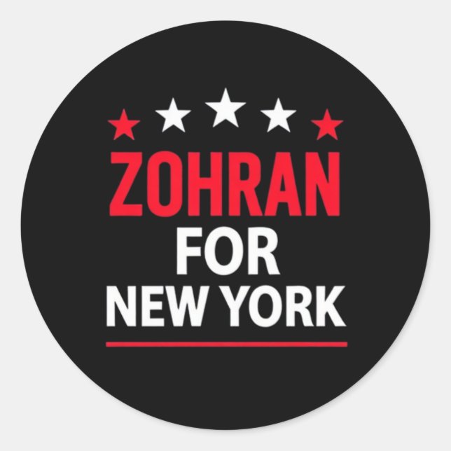 Sticker Rond Zohran for New York – Bold Political Support (Devant)